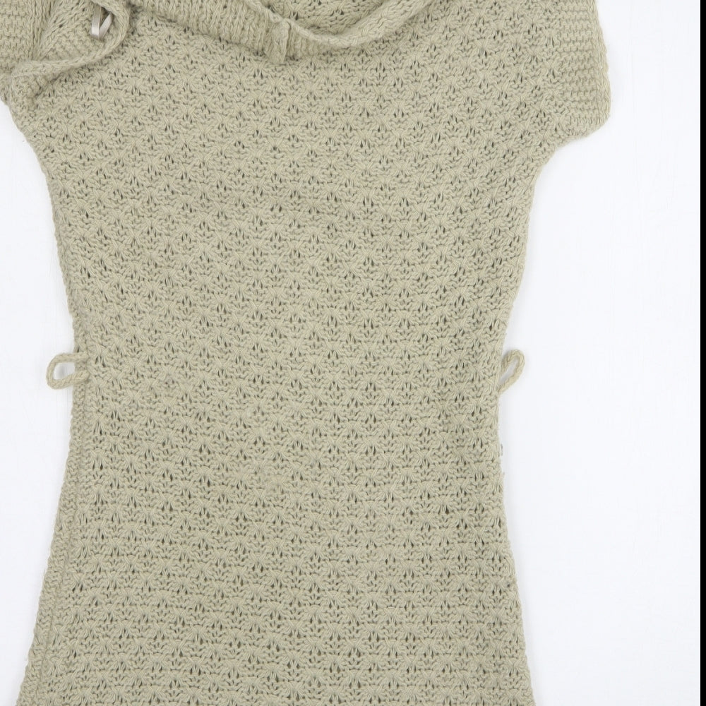 NEXT Womens Beige Acrylic Jumper Dress Size 10 Roll Neck