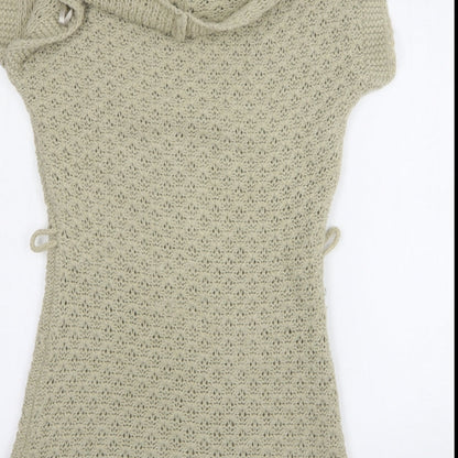 NEXT Womens Beige Acrylic Jumper Dress Size 10 Roll Neck