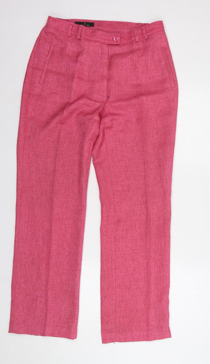 Eugen Klein Womens Pink Polyester Trousers Size 14 L31 in Regular