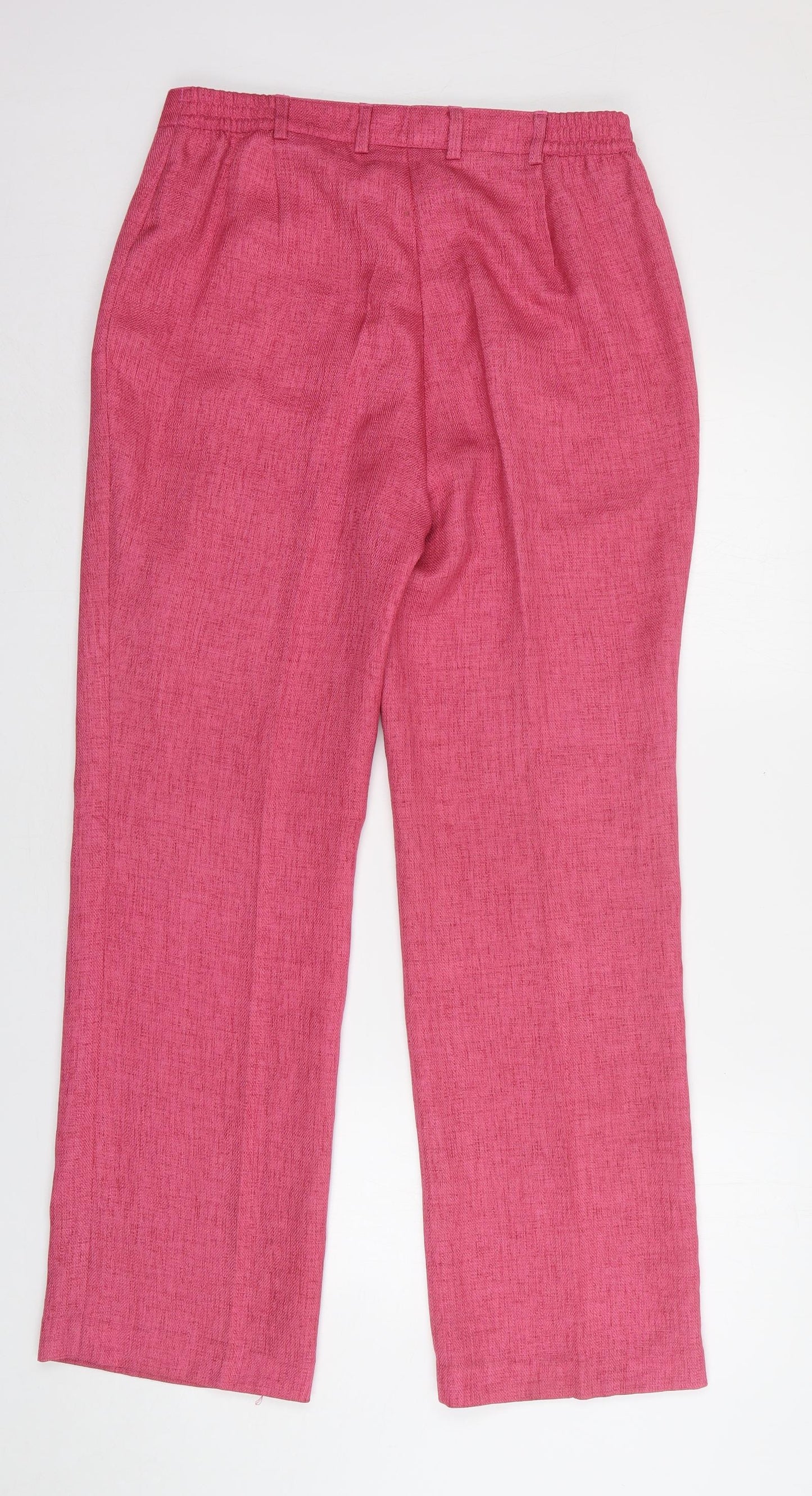 Eugen Klein Womens Pink Polyester Trousers Size 14 L31 in Regular