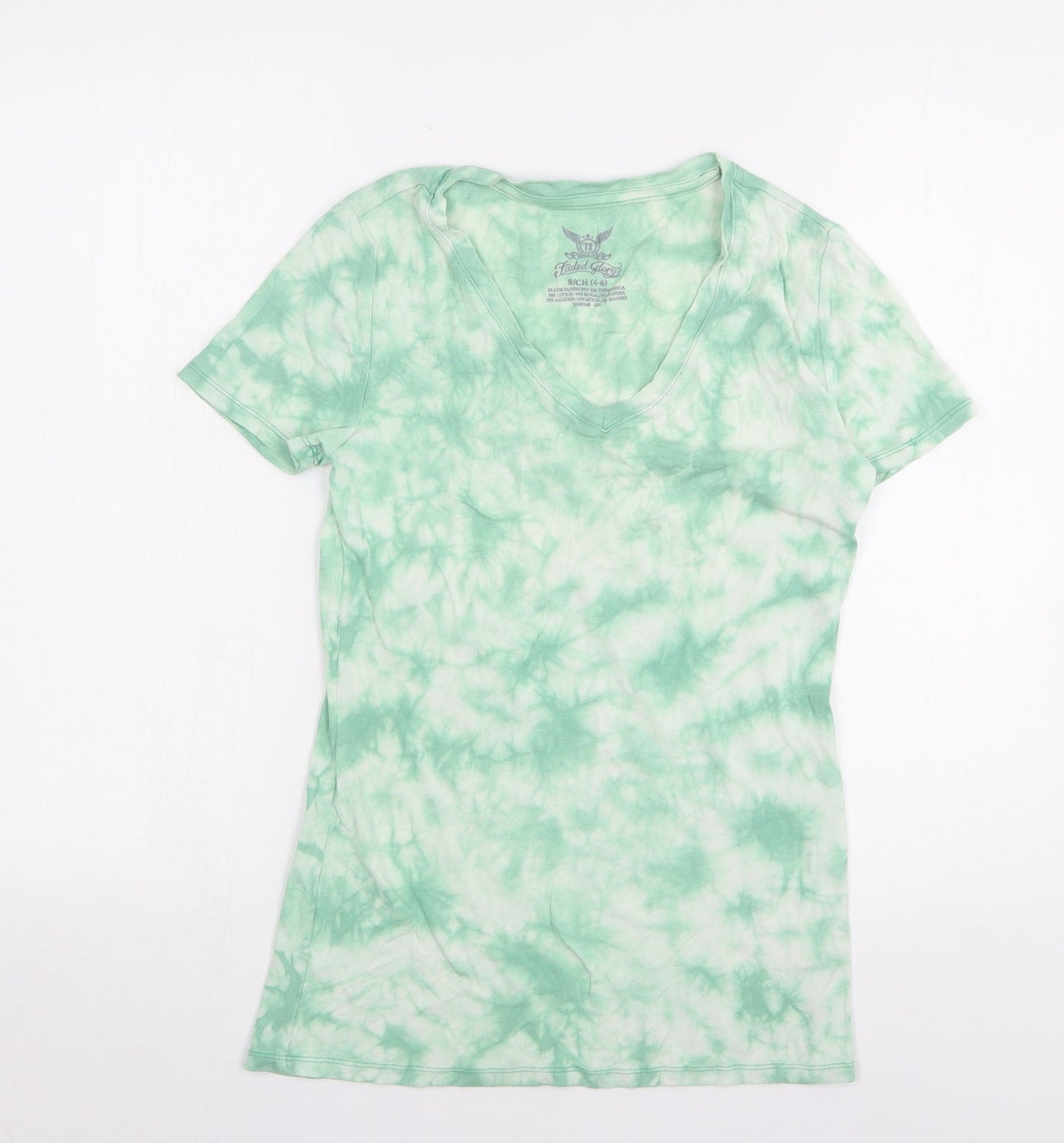 Womens UK Size 4 Faded Glory Green Basic T-Shirt