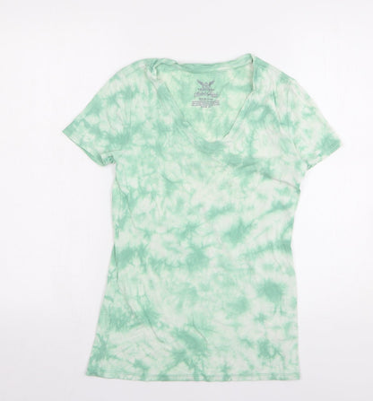 Womens UK Size 4 Faded Glory Green Basic T-Shirt