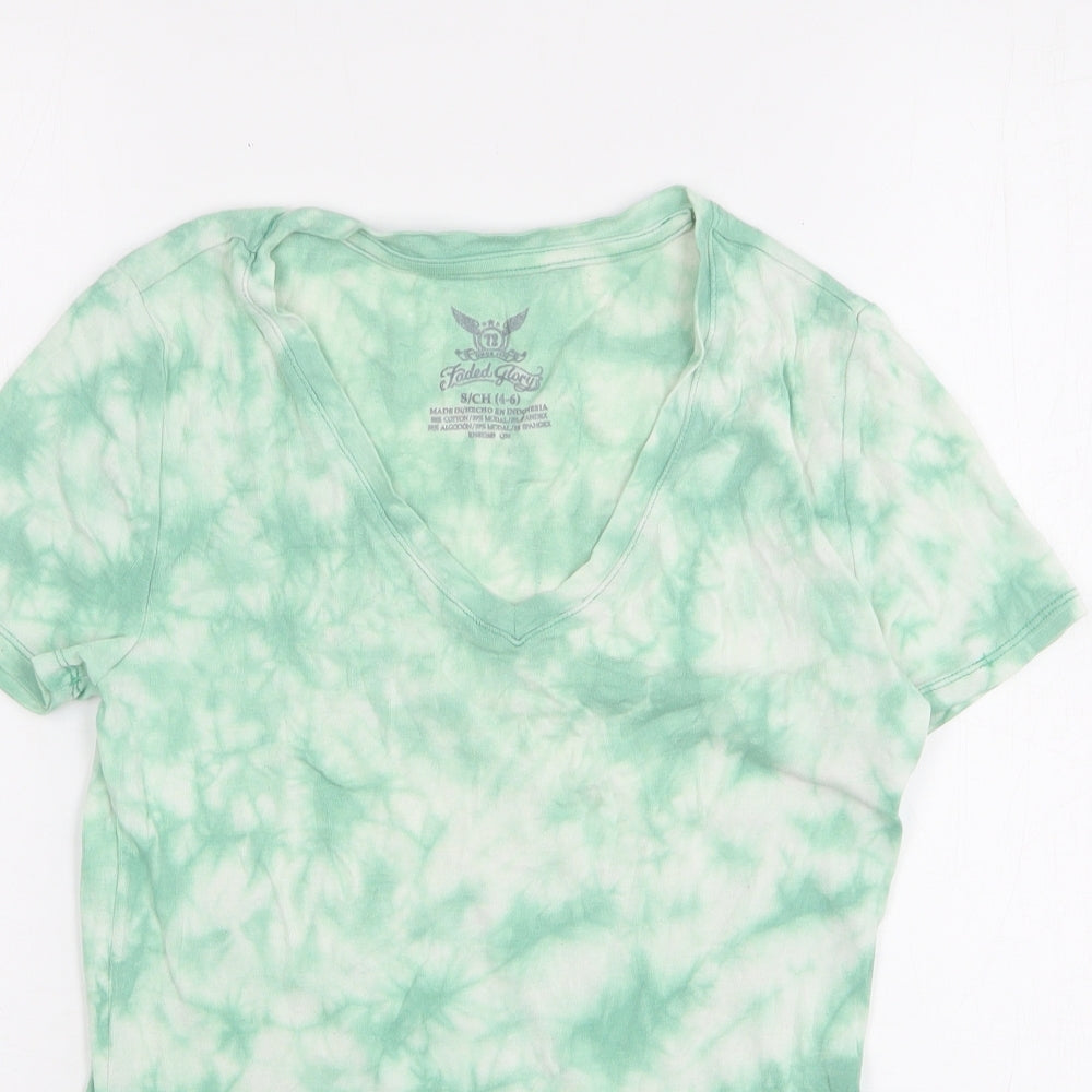 Womens UK Size 4 Faded Glory Green Basic T-Shirt