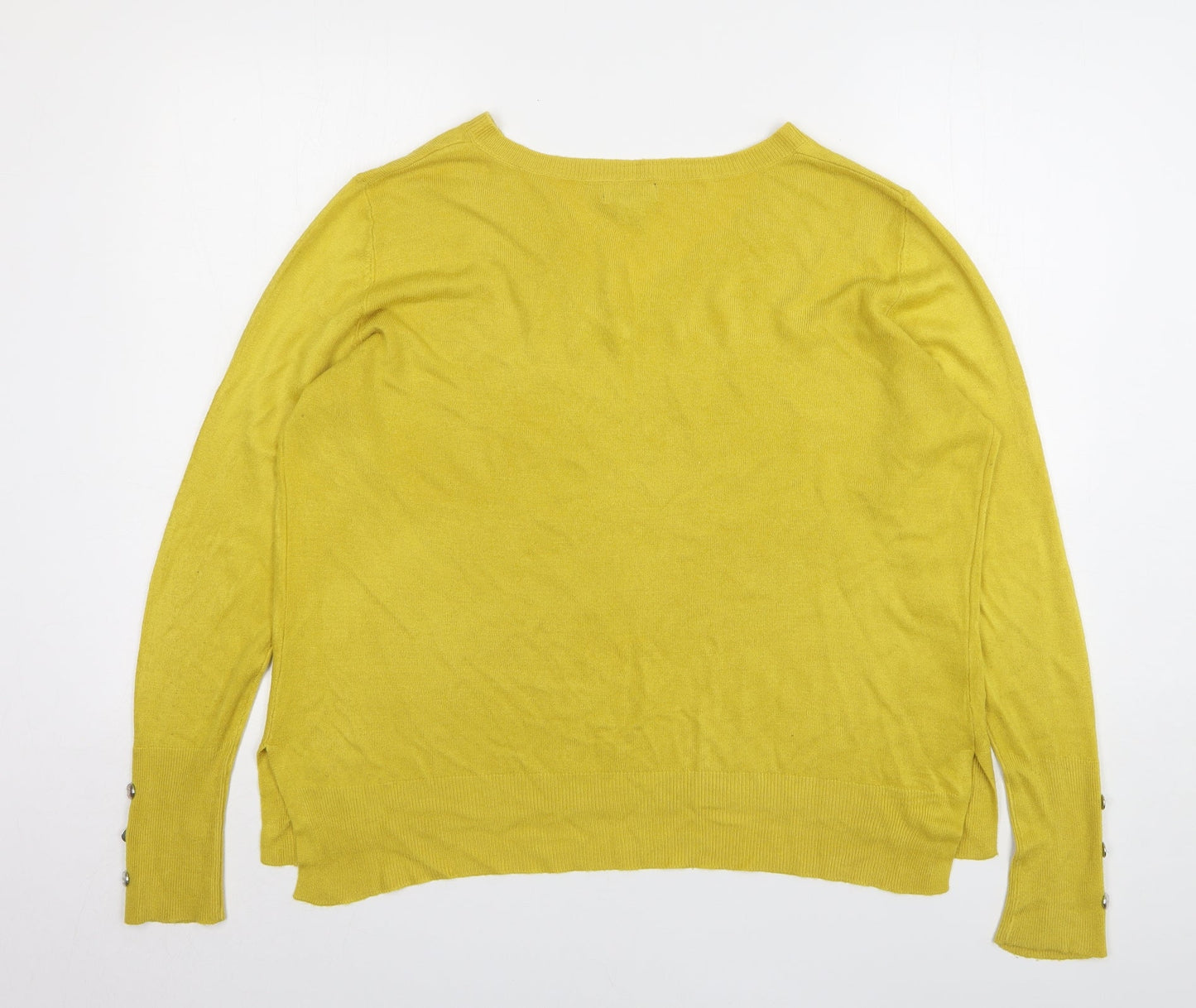 Primark Womens Yellow V-Neck Polyester Pullover Jumper Size 14