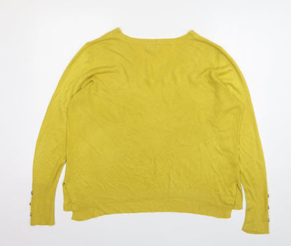 Primark Womens Yellow V-Neck Polyester Pullover Jumper Size 14