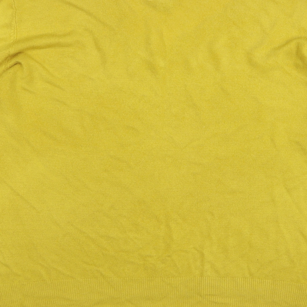 Primark Womens Yellow V-Neck Polyester Pullover Jumper Size 14