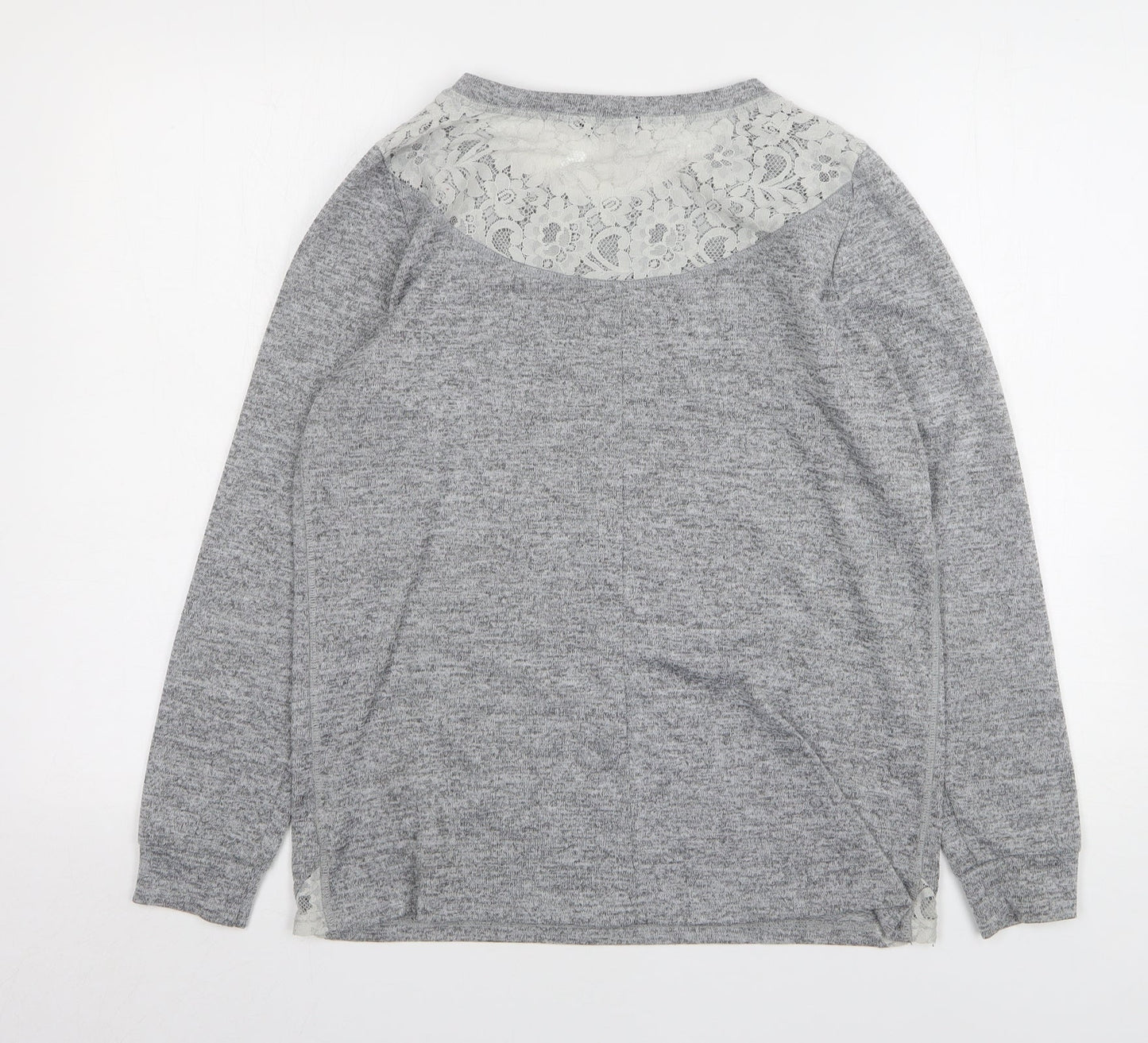 F&F Womens Grey Round Neck Polyester Pullover Jumper Size 16