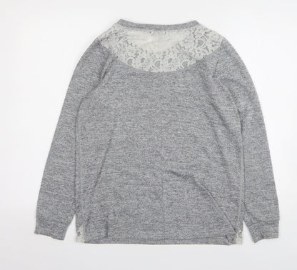 F&F Womens Grey Round Neck Polyester Pullover Jumper Size 16