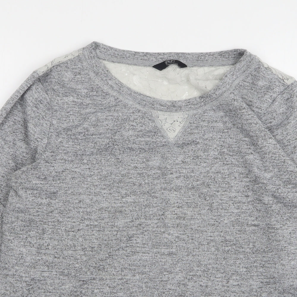 F&F Womens Grey Round Neck Polyester Pullover Jumper Size 16