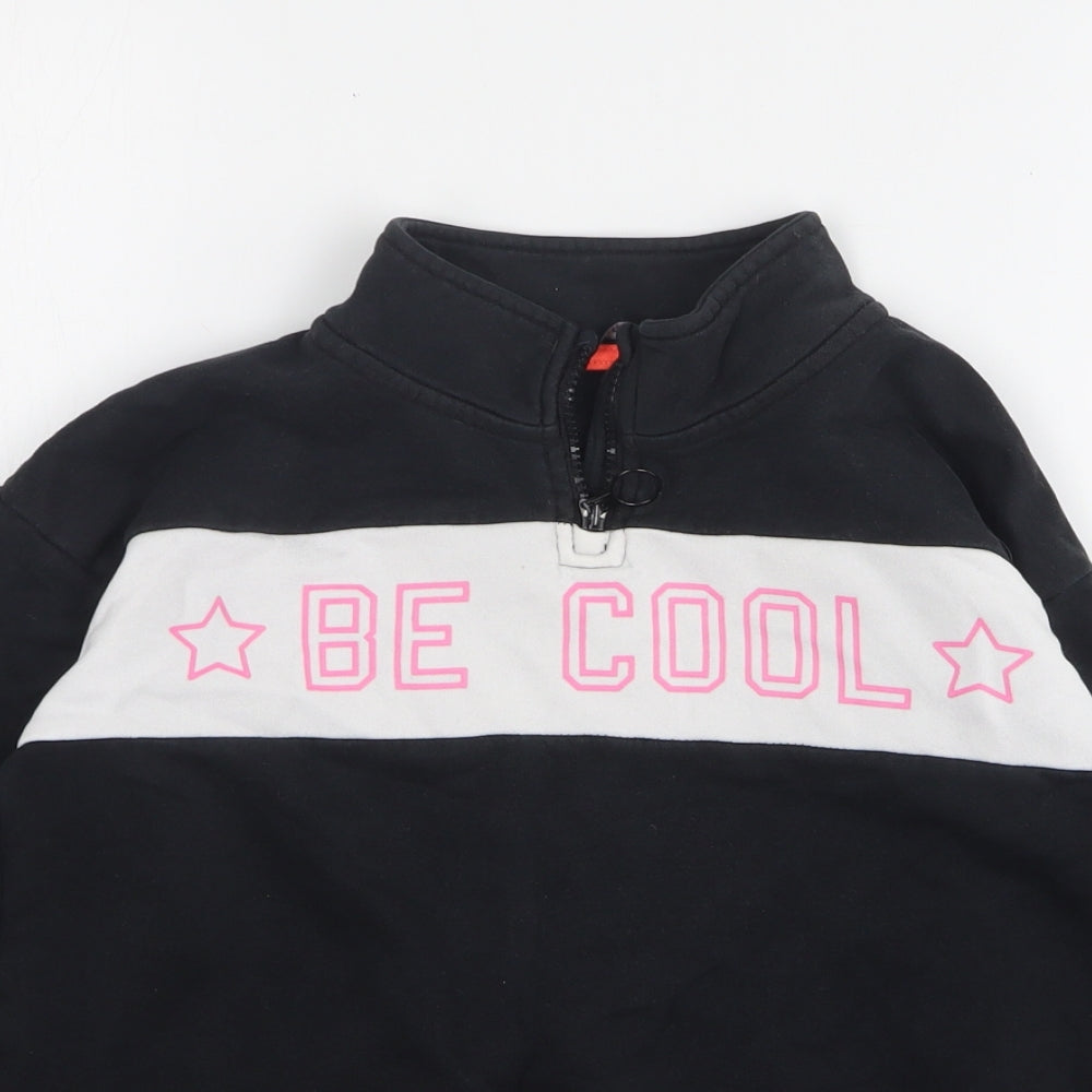 George Girls Black Cotton Pullover Sweatshirt Size 10-11 Years