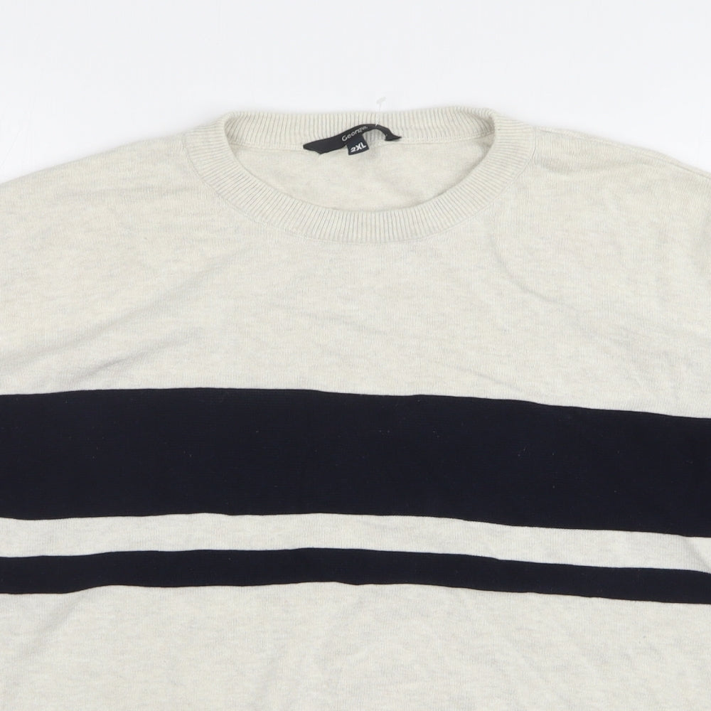 George Womens Beige Round Neck Cotton Pullover Jumper Size 2XL