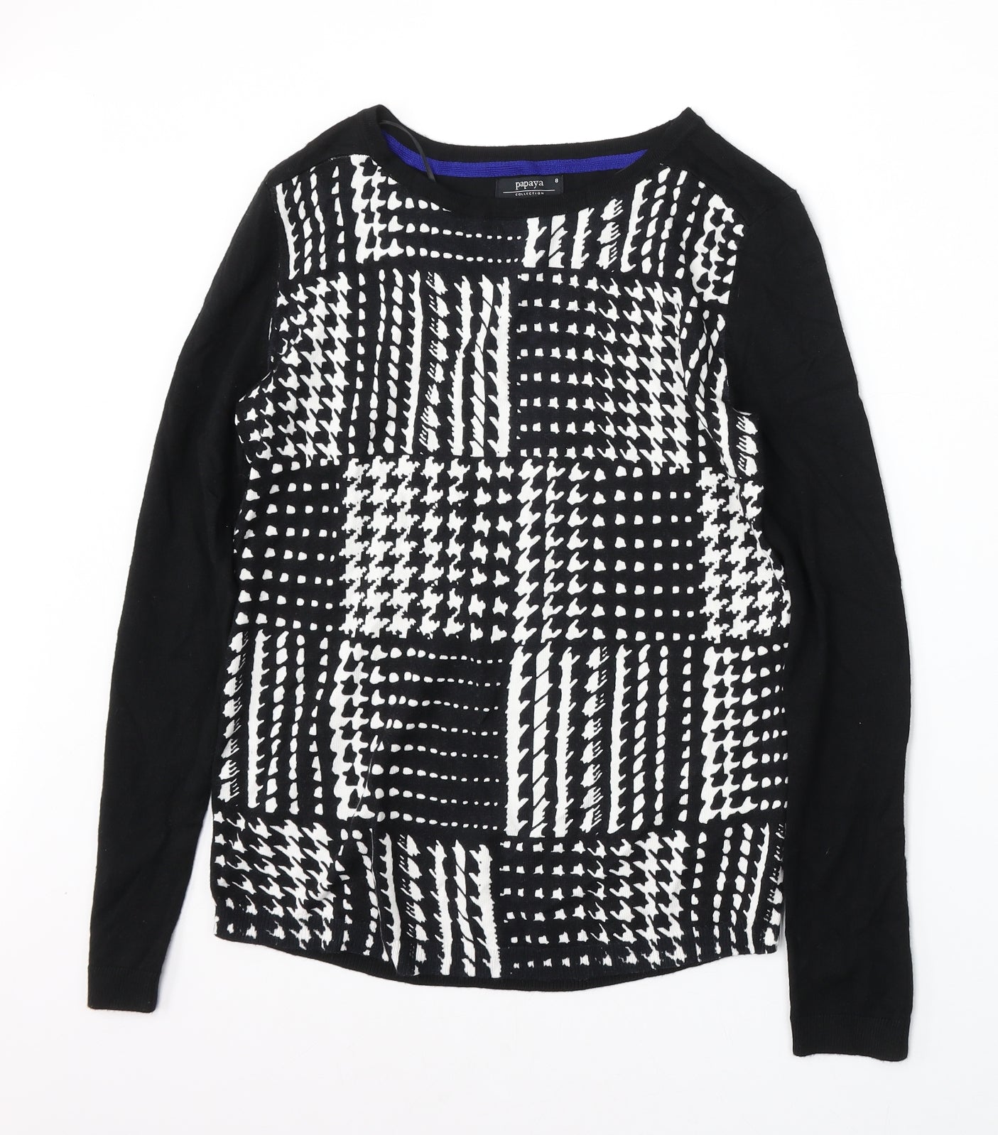 Womens UK Size 8 Papaya Black Pullover Jumper