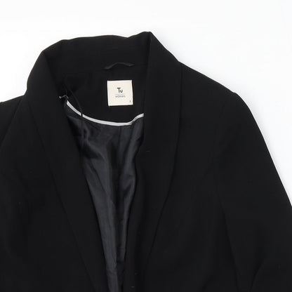 TU Womens Black Polyester Jacket Blazer Size 8