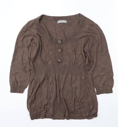 Marks and Spencer Womens Brown Round Neck Viscose Pullover Jumper Size 12