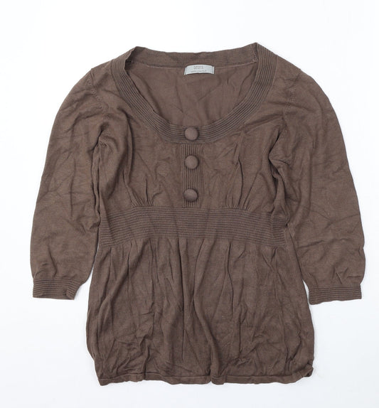 Marks and Spencer Womens Brown Round Neck Viscose Pullover Jumper Size 12