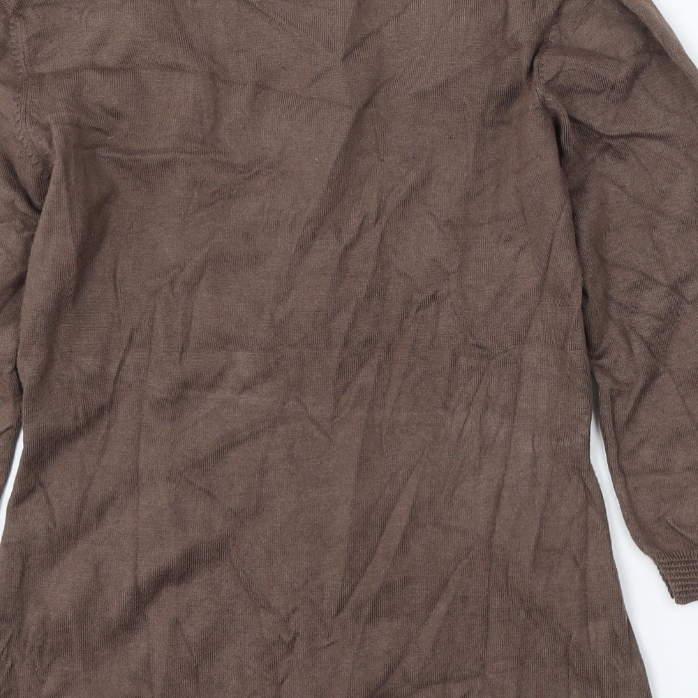 Marks and Spencer Womens Brown Round Neck Viscose Pullover Jumper Size 12