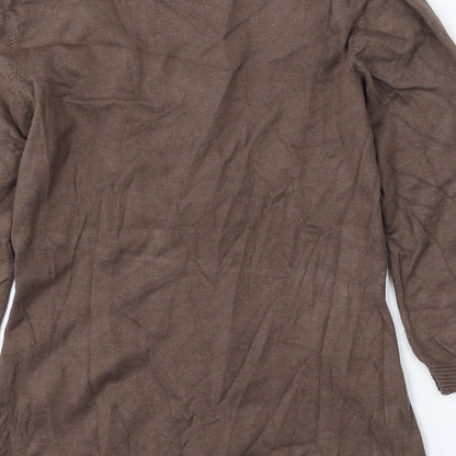 Marks and Spencer Womens Brown Round Neck Viscose Pullover Jumper Size 12