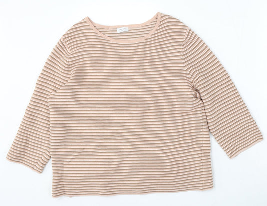 Gerry Weber Womens Pink Round Neck Striped Viscose Pullover Jumper Size M