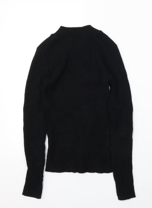 Primark Womens Black Mock Neck Viscose Pullover Jumper Size S