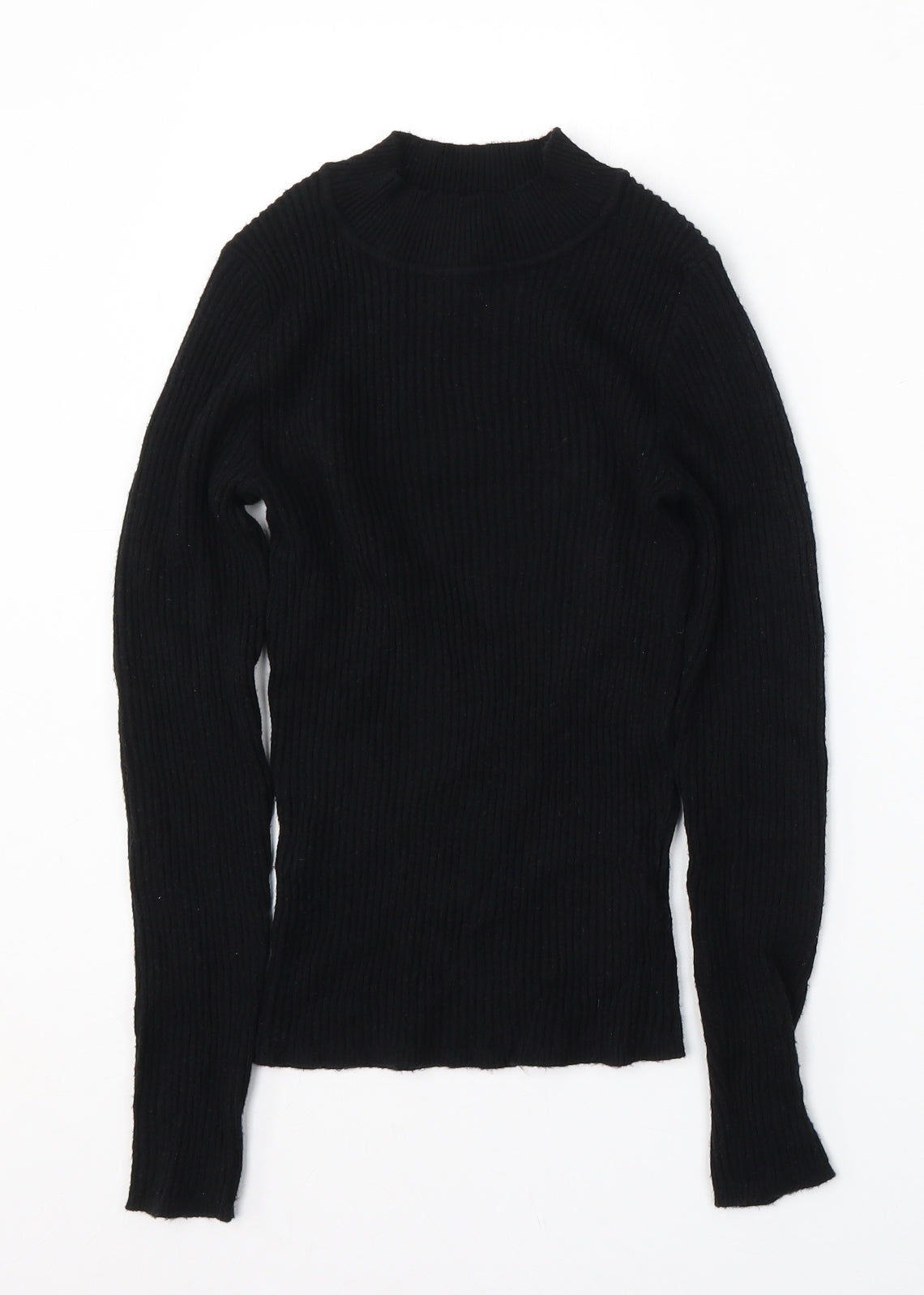 Primark Womens Black Mock Neck Viscose Pullover Jumper Size S