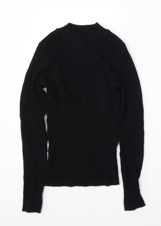 Primark Womens Black Mock Neck Viscose Pullover Jumper Size S