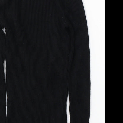 Primark Womens Black Mock Neck Viscose Pullover Jumper Size S