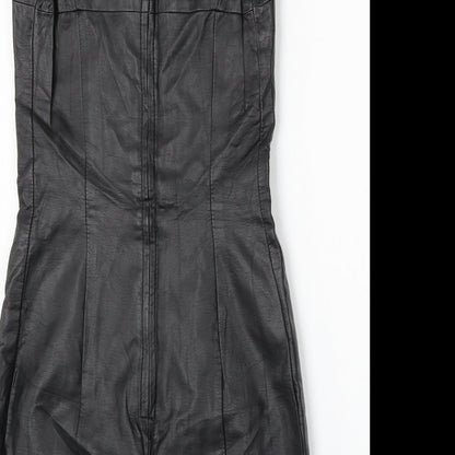 H&M Womens Black Polyurethane Pencil Dress Size 6 Round Neck