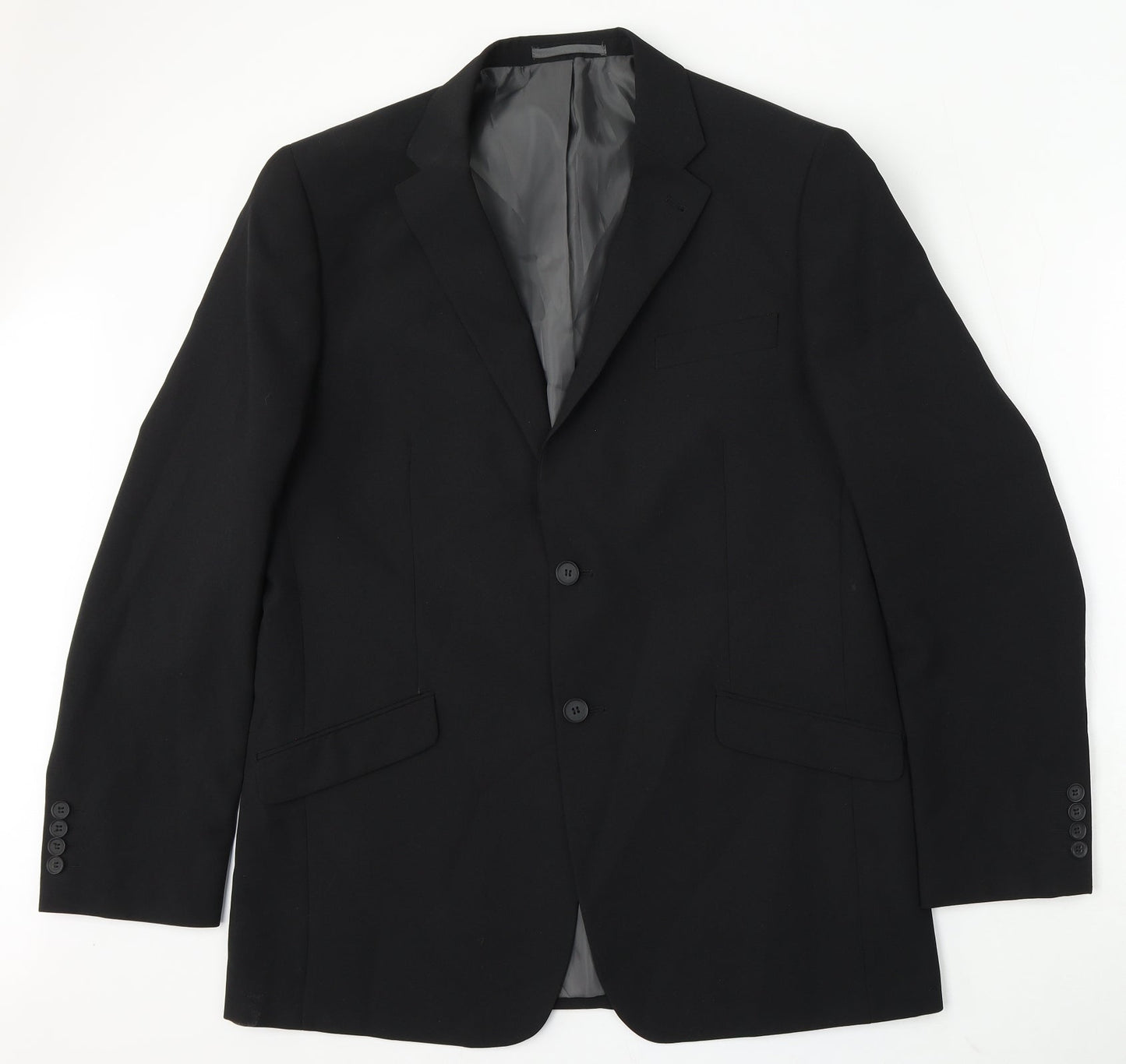George Mens Black Polyester Jacket Suit Size 42