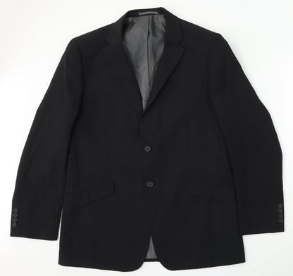 George Mens Black Polyester Jacket Suit Size 42