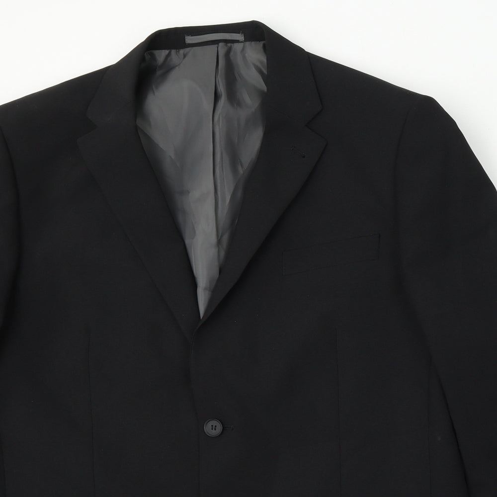 George Mens Black Polyester Jacket Suit Size 42