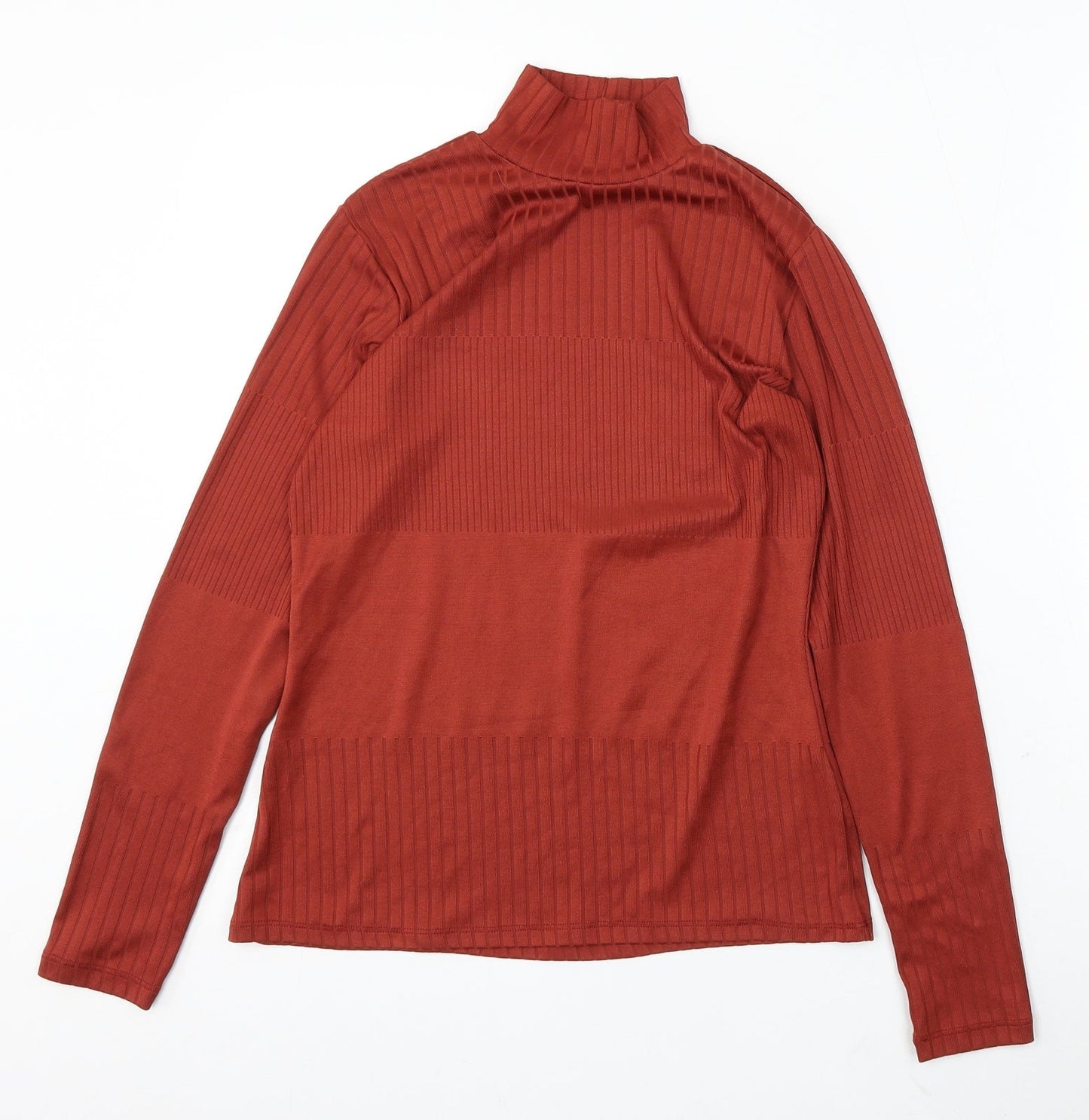 F&F Womens Red Mock Neck Polyacrylate Fibre Pullover Jumper Size 14