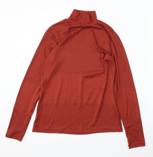 F&F Womens Red Mock Neck Polyacrylate Fibre Pullover Jumper Size 14