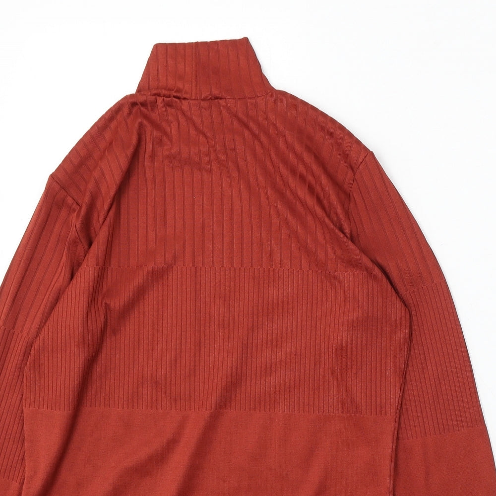 F&F Womens Red Mock Neck Polyacrylate Fibre Pullover Jumper Size 14