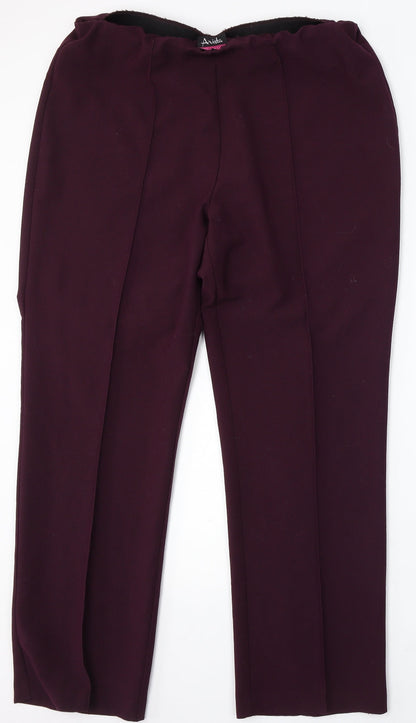 Arista Collection Womens Purple Polyester Trousers Size 16 L30 in Regular