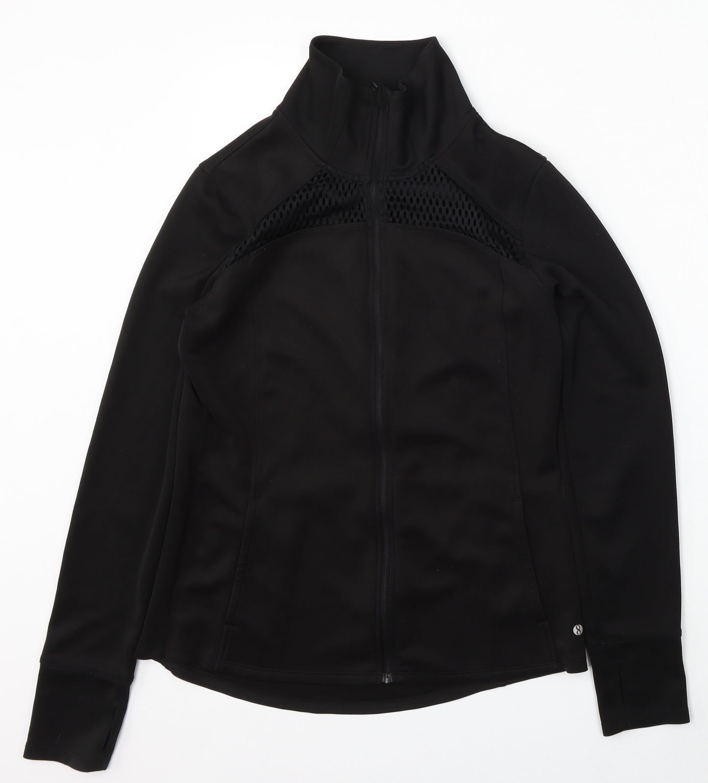 Layers Womens Black Polyester Pullover Sweatshirt Size M Zip