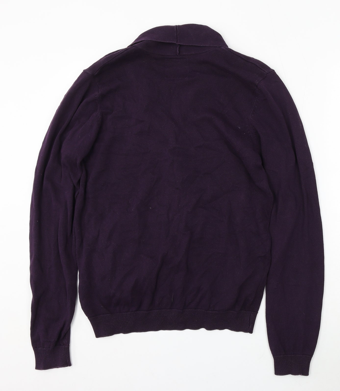 Ambrose Womens Purple V-Neck Cotton Cardigan Jumper Size M