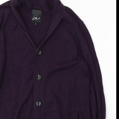 Ambrose Womens Purple V-Neck Cotton Cardigan Jumper Size M