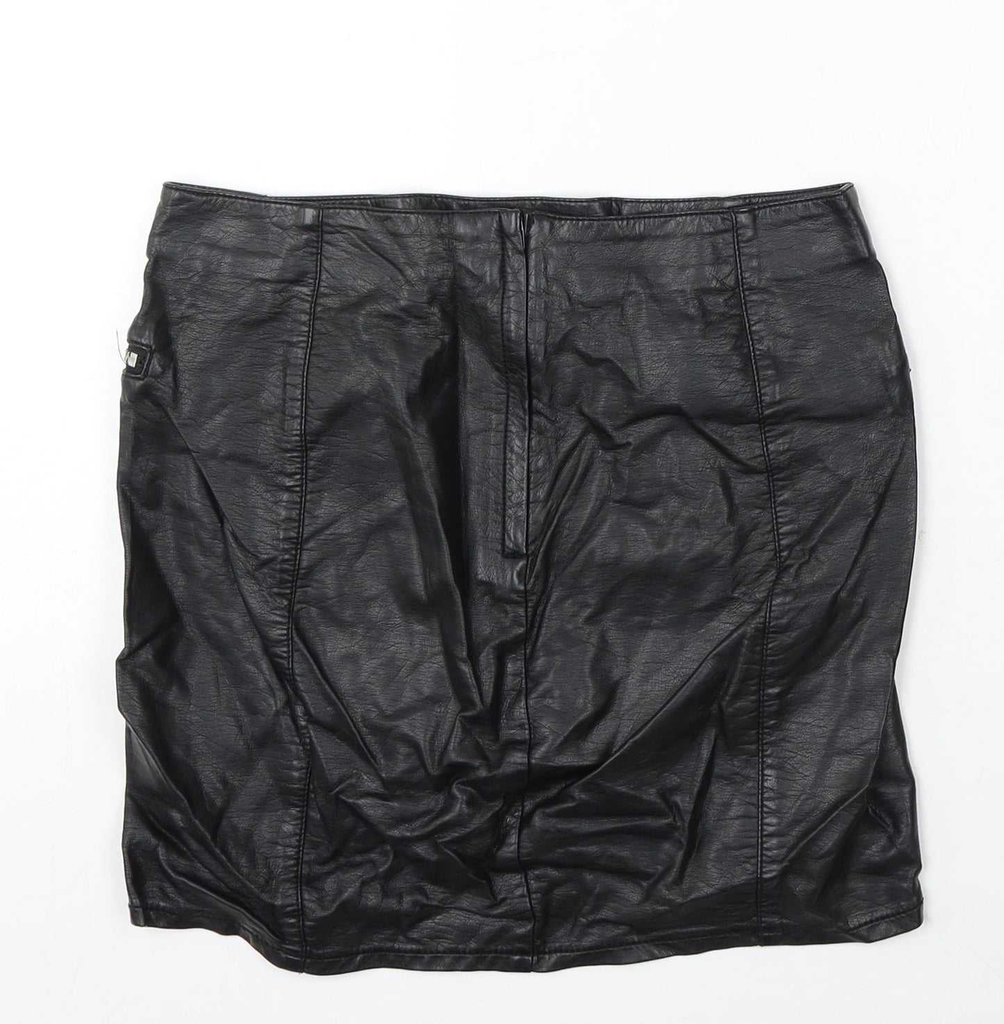 Divided by H&M Womens Black Polyurethane Straight & Pencil Skirt Size 8