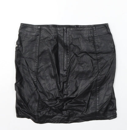 Divided by H&M Womens Black Polyurethane Straight & Pencil Skirt Size 8
