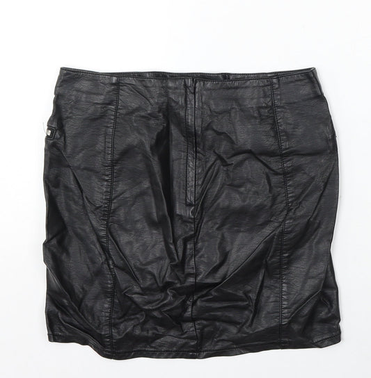 Divided by H&M Womens Black Polyurethane Straight & Pencil Skirt Size 8