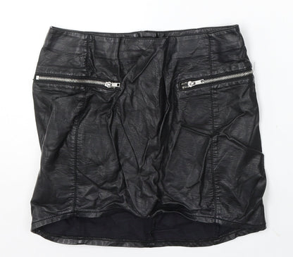 Divided by H&M Womens Black Polyurethane Straight & Pencil Skirt Size 8