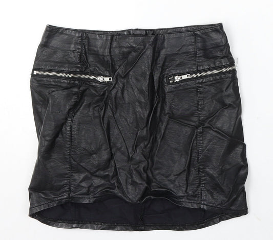 Divided by H&M Womens Black Polyurethane Straight & Pencil Skirt Size 8