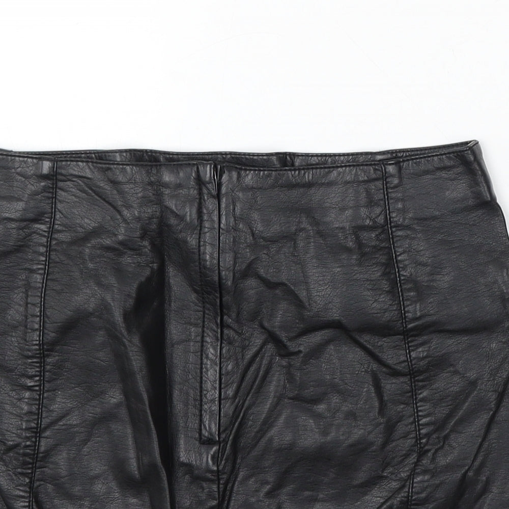 Divided by H&M Womens Black Polyurethane Straight & Pencil Skirt Size 8