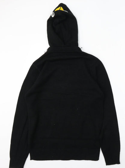 Peacocks Mens Black Round Neck Acrylic Pullover Jumper Size S - Penguin Jumper