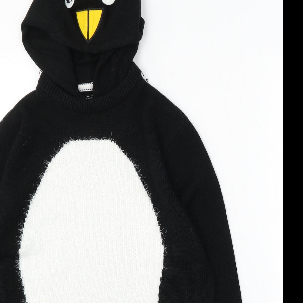 Peacocks Mens Black Round Neck Acrylic Pullover Jumper Size S - Penguin Jumper