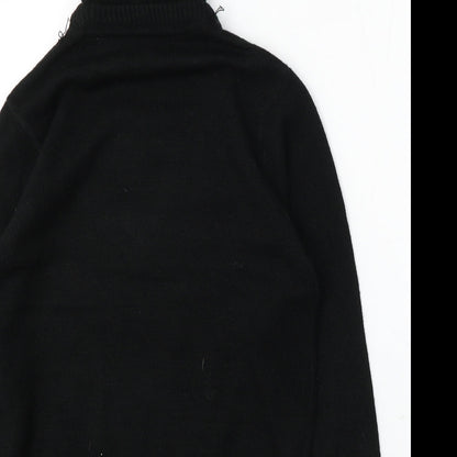 Peacocks Mens Black Round Neck Acrylic Pullover Jumper Size S - Penguin Jumper