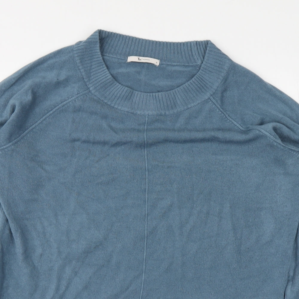 TU Womens Blue Round Neck Acrylic Pullover Jumper Size 12