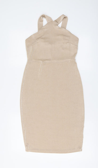 Missguided Womens Pink Polyester A-Line Size 12 Halter