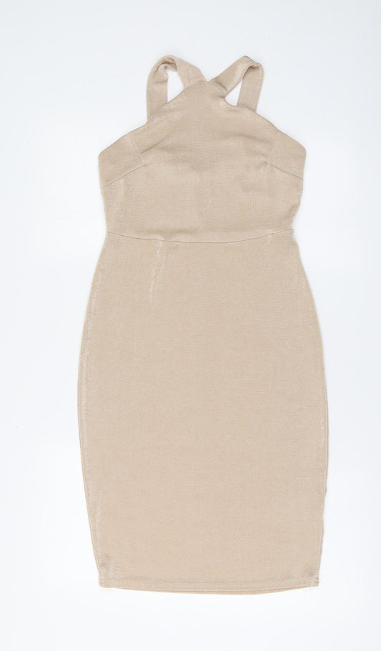 Missguided Womens Pink Polyester A-Line Size 12 Halter