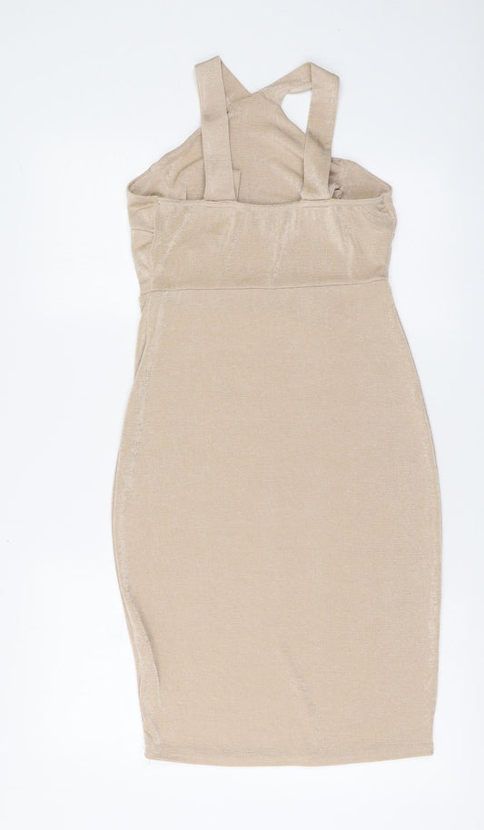 Missguided Womens Pink Polyester A-Line Size 12 Halter